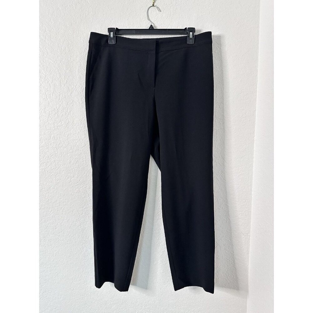 St. John Caviar Women's Stretch Dress Pant Black Size 16 Straight Leg Flat Front